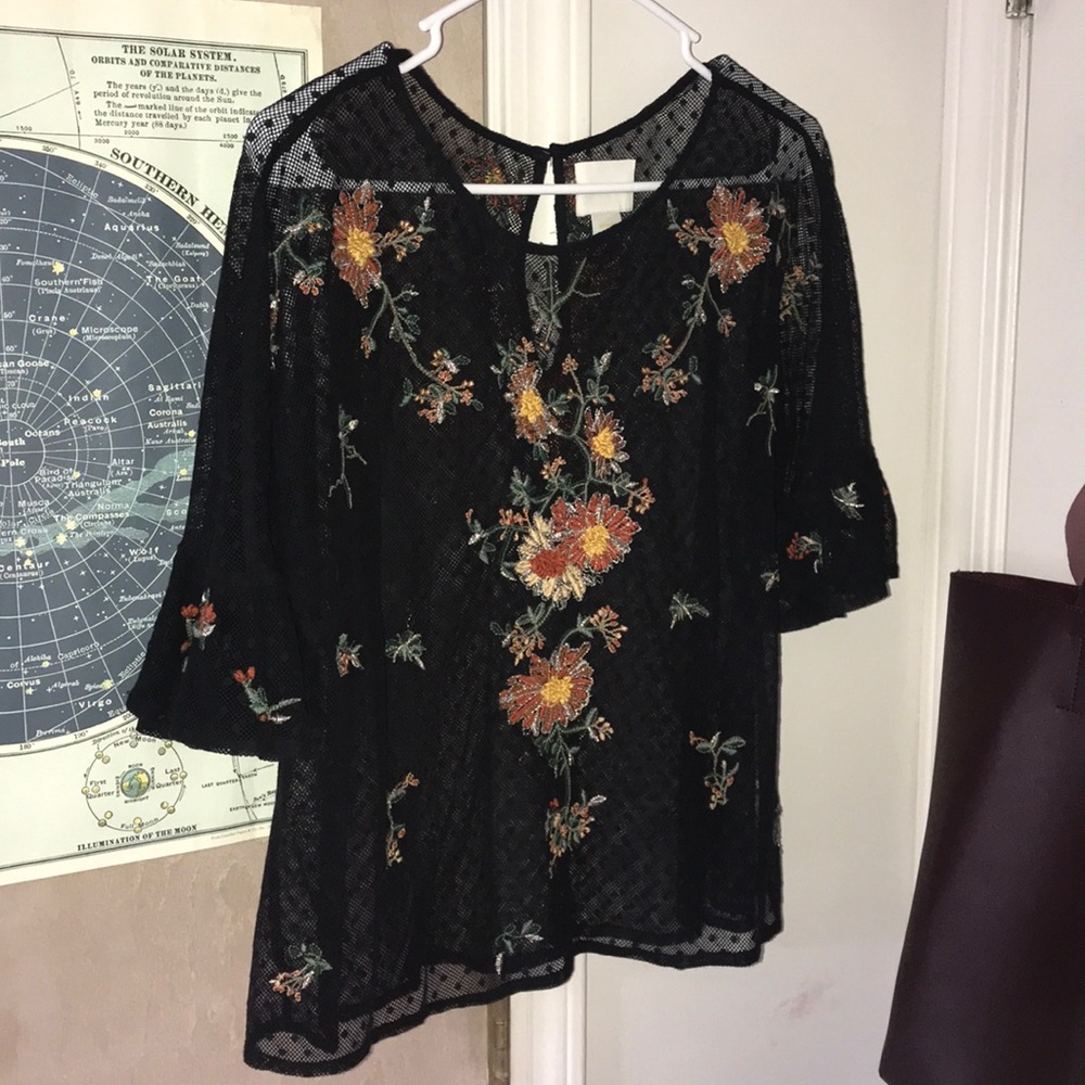 Anthropologie sheer floral shirt